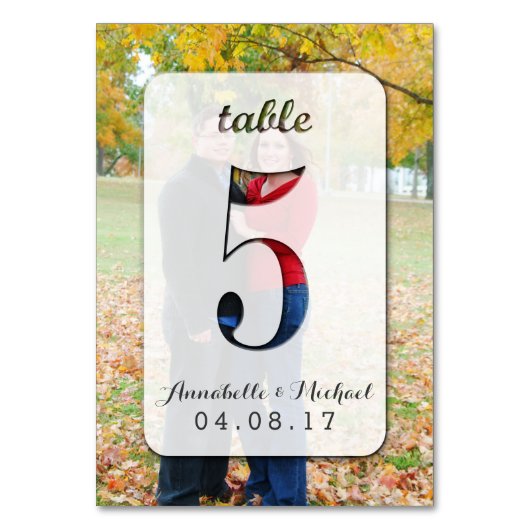 Custom Foto Wedding Tischnummer Card 5 (Vorderseite)