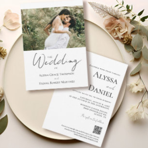 Custom Foto Wedding Website Schwarz und Weiß Einladung