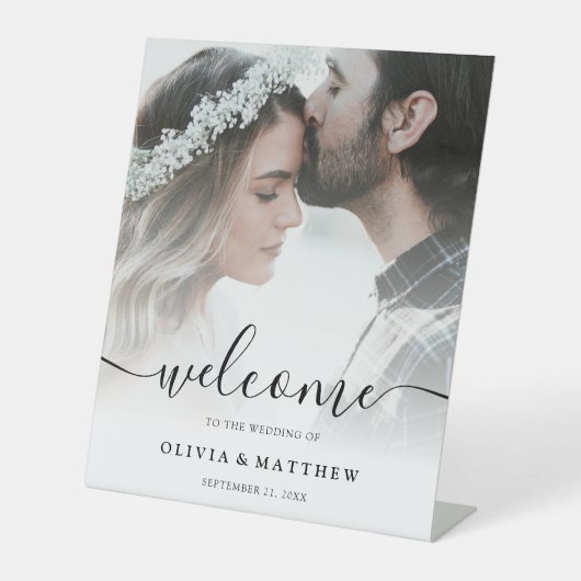 Custom Foto Wedding Welcome Sign Sockelschild (Vorderseite)