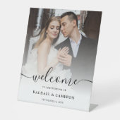 Custom Foto Wedding Welcome Sign Sockelschild (Vorderseite)