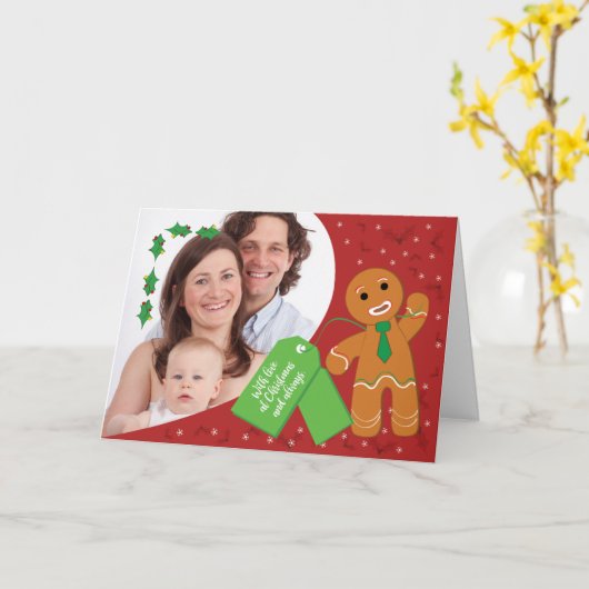 Custom Foto Weihnachten Gingerbrot Mann All Our Lu Karte (Gelbe Blume)