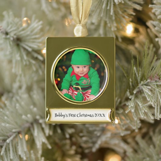 Custom Foto Weihnachten Gold Tone Ornament Keepake (Baum)