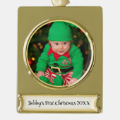 Custom Foto Weihnachten Gold Tone Ornament Keepake (Vorderseite)
