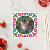 Custom Foto Weihnachts Cat Mama Mum Vater Farblich Serviette (Beispiel)