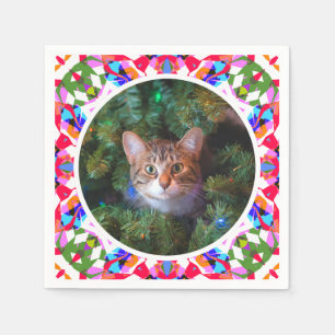 Custom Foto Weihnachts Cat Mama Mum Vater Farblich Serviette