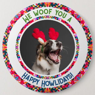 Custom Foto Weihnachts-Hund Mama Mum Colorful Button
