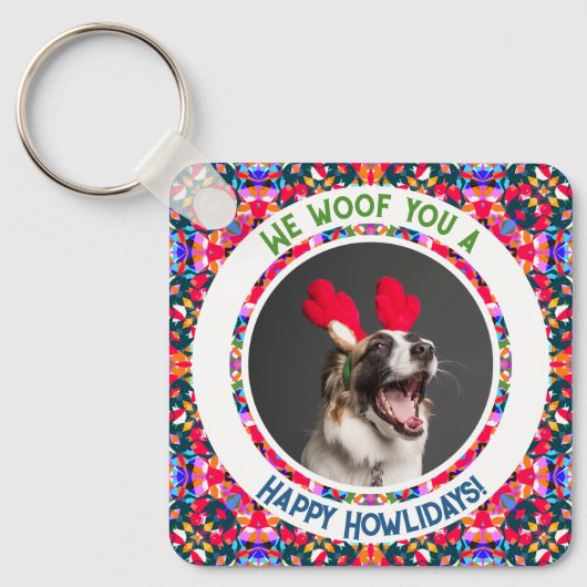 Custom Foto Weihnachts-Hund Mama Mum Colorful Schlüsselanhänger (Vorderseite)