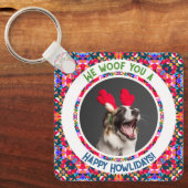 Custom Foto Weihnachts-Hund Mama Mum Colorful Schlüsselanhänger (Vorderseite)