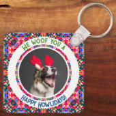 Custom Foto Weihnachts-Hund Mama Mum Colorful Schlüsselanhänger (Rückseite)