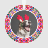 Custom Foto Weihnachts-Hund Mama Mum Vater Farbenf Ornament (Rückseite)