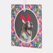 Custom Foto Weihnachts-Hund Mama Mum Vater Farbenf Ornament Aus Glas (Vorderseite links)