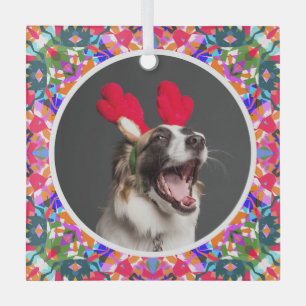 Custom Foto Weihnachts-Hund Mama Mum Vater Farbenf Ornament Aus Glas