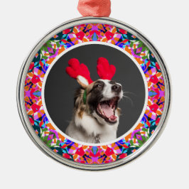 Custom Foto Weihnachts-Hund Mama Mum Vater Farbenf Ornament Aus Metall