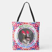 Custom Foto Weihnachts-Hund Mama Mum Vater Farbenf Tasche (Rückseite)