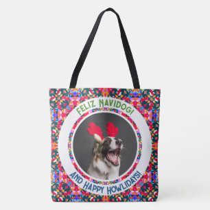 Custom Foto Weihnachts-Hund Mama Mum Vater Farbenf Tasche