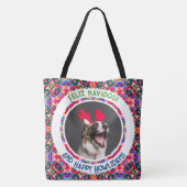 Custom Foto Weihnachts-Hund Mama Mum Vater Farbenf Tasche (Rückseite)