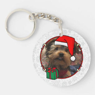 Custom Foto Weihnachts-Weihnachtsmannmütze Haustie Schlüsselanhänger