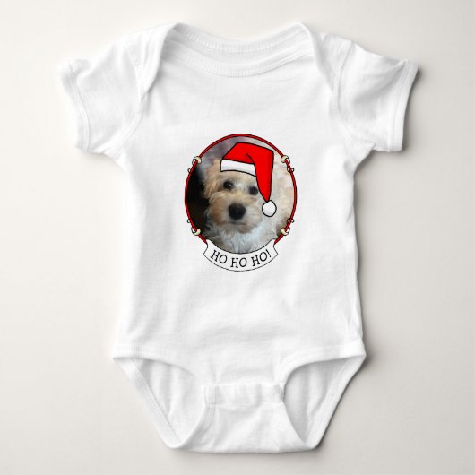 Custom Foto Weihnachts-Weihnachtsmannmütze Pet HO Baby Strampler (Vorderseite)