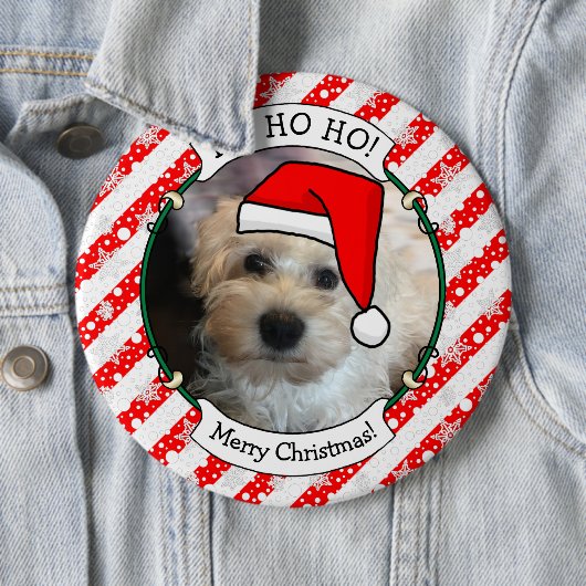 Custom Foto Weihnachts-Weihnachtsmannmütze Pet HO Button (Beispiel)