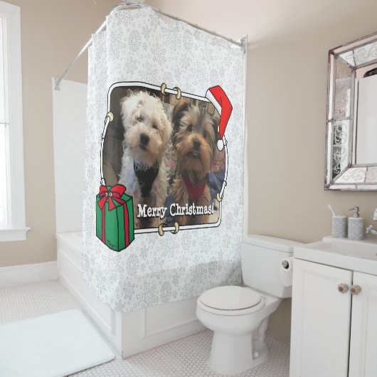 Custom Foto Weihnachts-Weihnachtsmannmütze Pet HO  Duschvorhang (Beispiel)