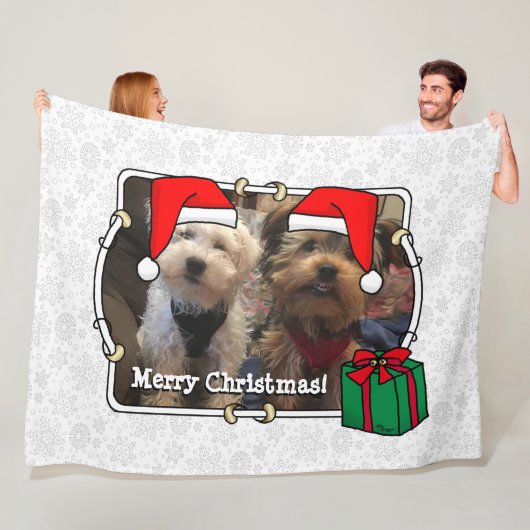 Custom Foto Weihnachts-Weihnachtsmannmütze Pet HO Fleecedecke (Beispiel)