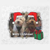 Custom Foto Weihnachts-Weihnachtsmannmütze Pet HO Fleecedecke (Vorderseite (Horizontal))