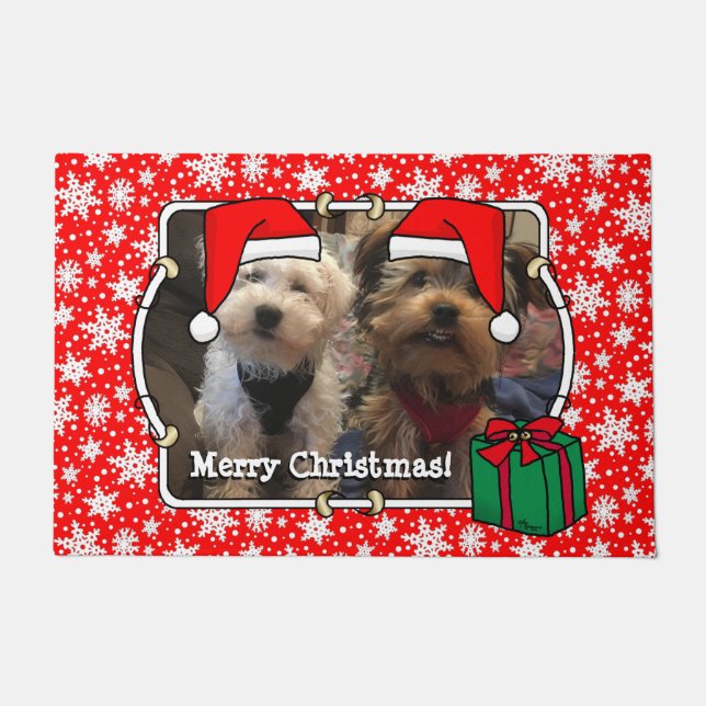 Custom Foto Weihnachts-Weihnachtsmannmütze Pet HO  Fußmatte (Vorderseite)
