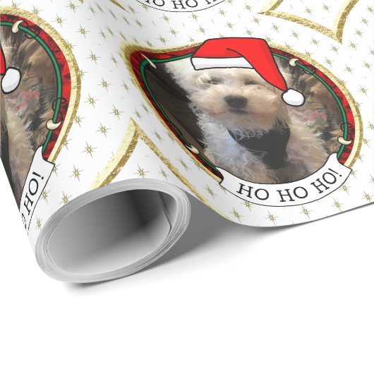 Custom Foto Weihnachts-Weihnachtsmannmütze Pet HO  Geschenkpapier (Rolleneckpunkt)
