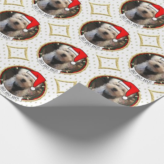 Custom Foto Weihnachts-Weihnachtsmannmütze Pet HO  Geschenkpapier (Ecke)