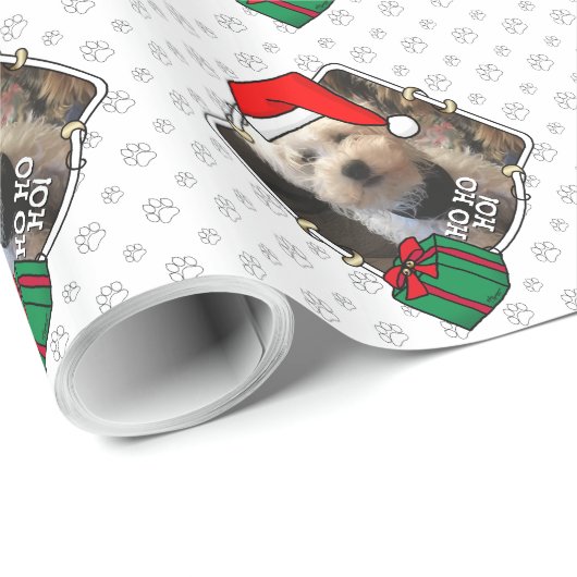 Custom Foto Weihnachts-Weihnachtsmannmütze Pet HO Geschenkpapier (Rolleneckpunkt)
