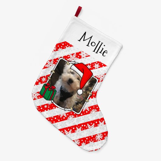 Custom Foto Weihnachts-Weihnachtsmannmütze Pet HO Großer Weihnachtsstrumpf (Vorderansicht (hängend))