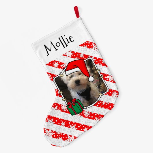 Custom Foto Weihnachts-Weihnachtsmannmütze Pet HO  Großer Weihnachtsstrumpf (Rückseite (Hängend))