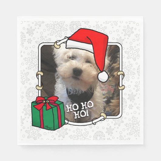 Custom Foto Weihnachts-Weihnachtsmannmütze Pet HO  Serviette (Vorderseite)