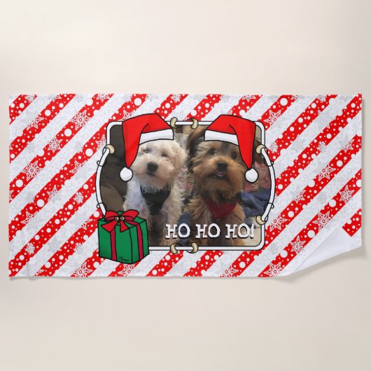 Custom Foto Weihnachts-Weihnachtsmannmütze Pet HO Strandtuch (Vorderseite)