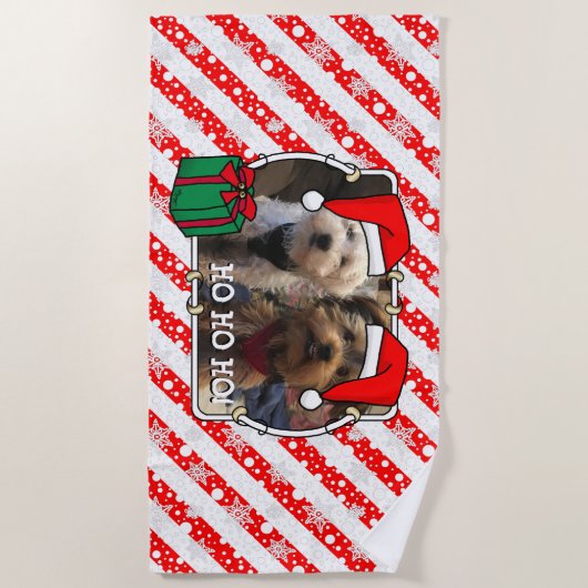 Custom Foto Weihnachts-Weihnachtsmannmütze Pet HO Strandtuch (Vorderseite)