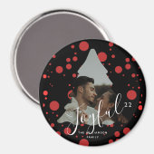 Custom Foto Weihnachtsbaum schwarz und rot Punkte Magnet (Vorderseite/Rückseite)