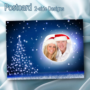Custom Foto Weihnachtsbaum Snow 2 Seitendesign Feiertagspostkarte