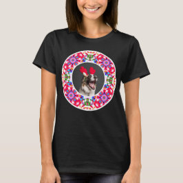 Custom Foto Weihnachtsferien Hund Happy Holidays P T-Shirt
