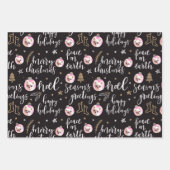 Custom Foto Weihnachtsferien Phrasen Kalligrafie Geschenkpapier Set (Vorderseite)