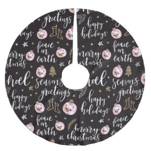 Custom Foto Weihnachtsferien Phrasen Kalligrafie Polyester Weihnachtsbaumdecke