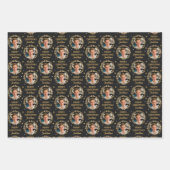Custom Foto Weihnachtsgeschenk Wrapper Black Gold Geschenkpapier Set (Vorderseite 2)