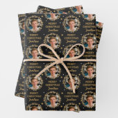 Custom Foto Weihnachtsgeschenk Wrapper Black Gold Geschenkpapier Set (Beispiel)