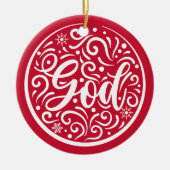 Custom Foto Weihnachtsgottesdienst Religious Red Keramik Ornament (Vorne)