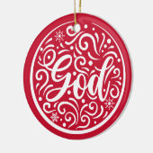 Custom Foto Weihnachtsgottesdienst Religious Red Keramik Ornament (Links)