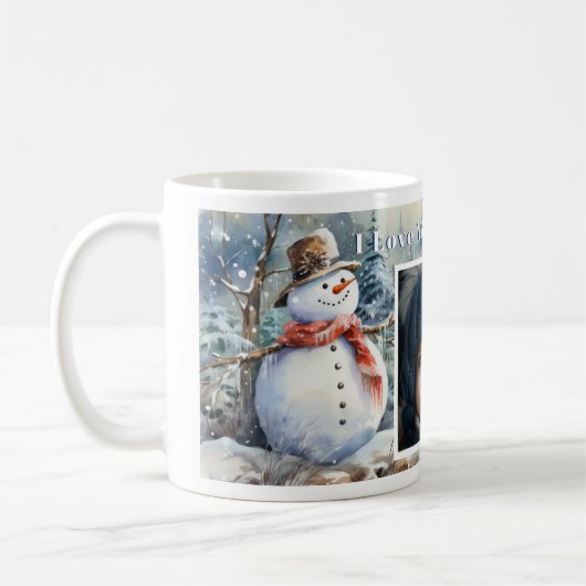 Custom Foto Weihnachtsschneemänner Winterlandschaf Kaffeetasse (Links)