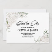 Custom Foto White Floral Wedding Save The Date (Vorderseite)