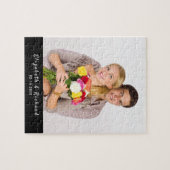 Custom Foto White Script Typografy Couple Puzzle (Horizontal)