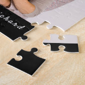 Custom Foto White Script Typografy Couple Puzzle (Seite)