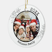 Custom Foto White Snowflake Keramik Ornament (Links)