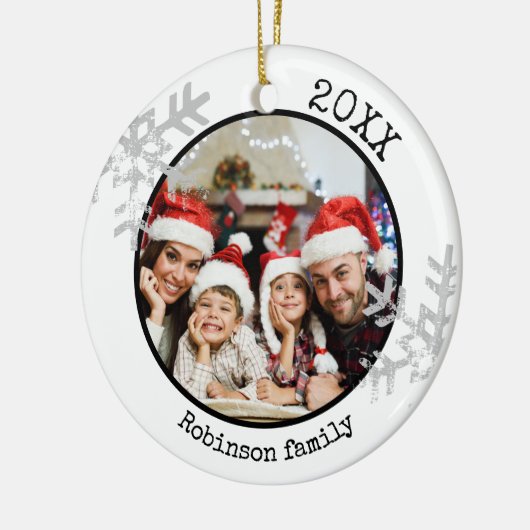 Custom Foto White Snowflake Keramik Ornament (Links)